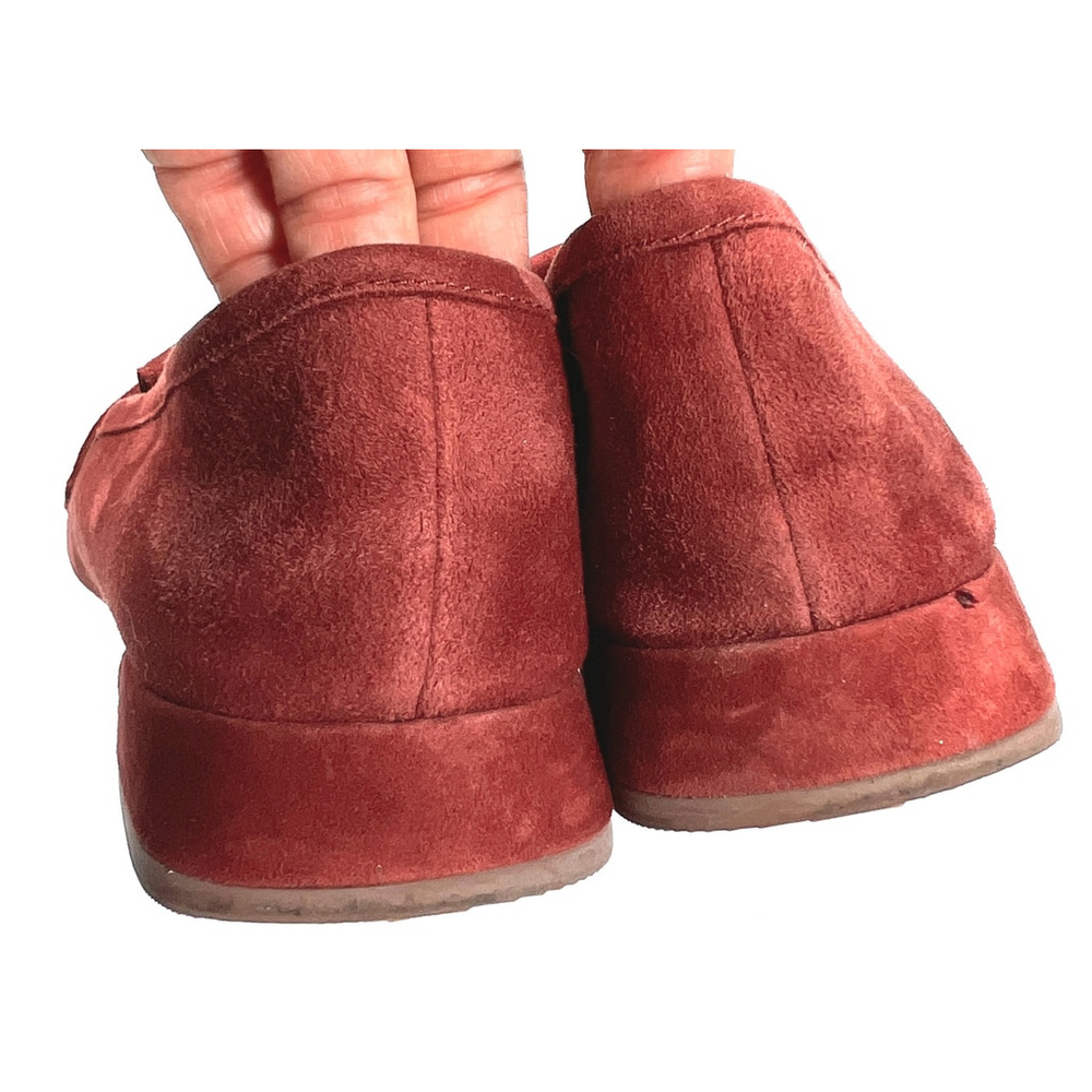 Clarks Suede Womans Loafers Pale Red Brown - Picture 9 of 10